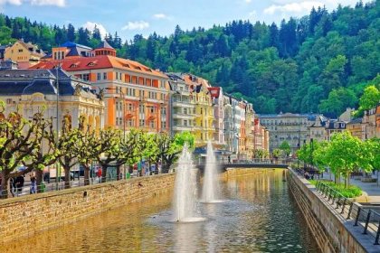 Karlovy Vary spa town on the Teplá river
