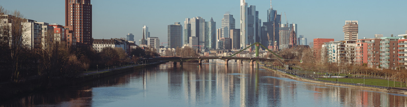 The Frankfurt am Main skyline seen along the river