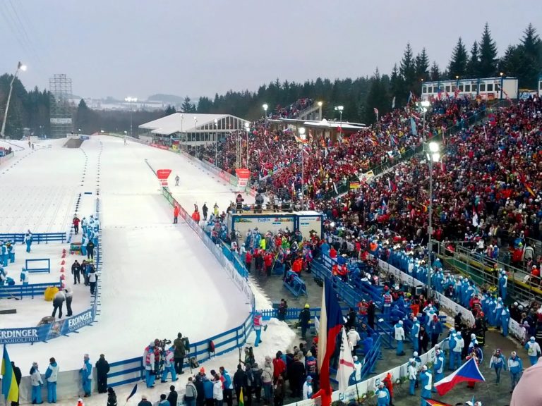 Vysočina Arena in Nové Město na Moravě during a Biathlon World Cup race