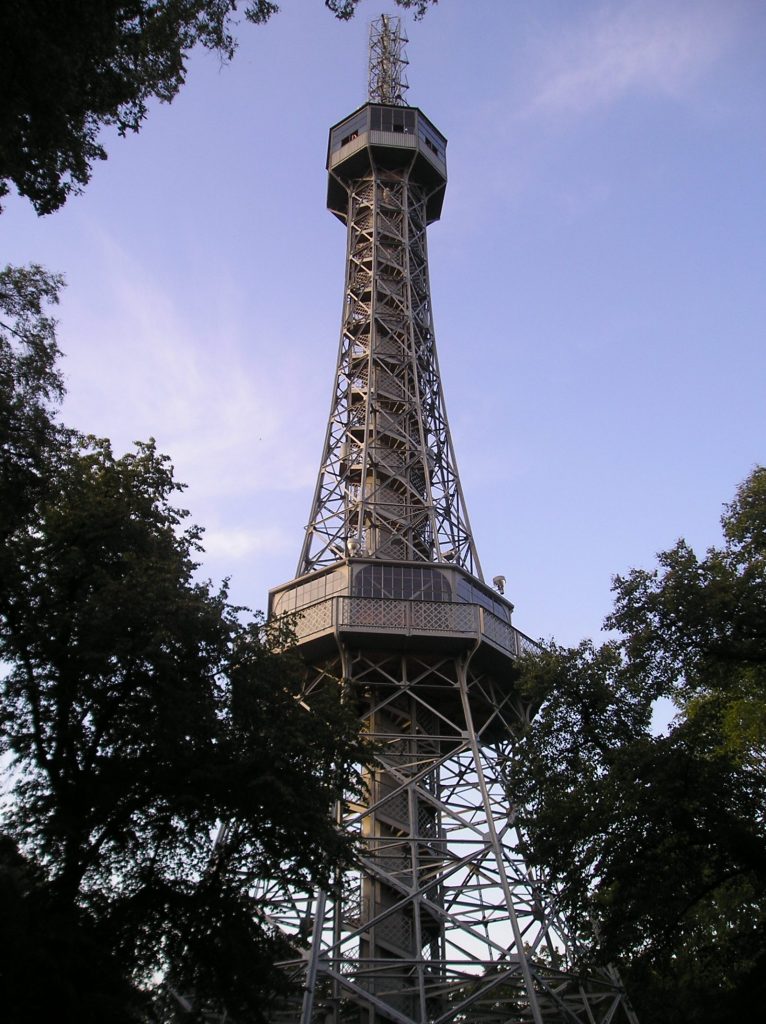 Petřín Lookout Tower rising above the trees